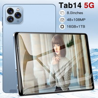 Tableta para Juegos TAB14 Original de Alta Calidad con Pantalla Grande IPS de 8 Pulgadas, 16 GB + 1 TB, 48 MP + 108 MP, Tableta Inteligente Android de Gran Capacidad