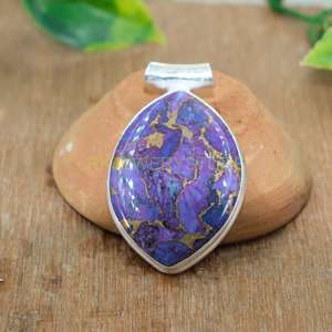 Natural Top Quality Large Purple Copper Turquoise Gemstone Pendant Necklace 925 Sterling Silver Pendant Jewelry Gift for <b>Wife</b> - Product Image 5