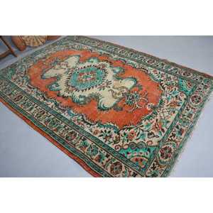 พรมวินเทจ พรมขนาดใหญ่ 5.9x8.9 ฟุต พรมสีส้มไล่เฉด - Product Image 1