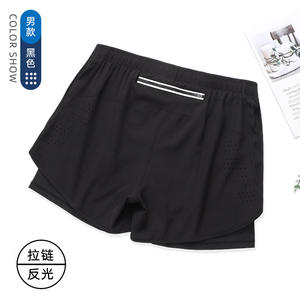 กางเกงขาสั้นผ้าโพลีเอสเตอร์ผ้าสแปนเด็กซ์ระบายอากาศได้ดีสำหรับผู้ชายกางเกงขาสั้นกีฬาวิ่งออกกำลังกายสองชั้นสำหรับผู้ชายฤดูร้อน - Product Image 5