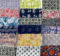 Parches estampados de bloque de mano indio chatarra 25*25 cm Paquete de tela chatarra flores de algodón restos de tela parches de algodón cuartos gordos