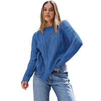 Pull-over d'hiver épais et respirant pour femme, col montant, en jacquard tricoté, style tendance, fabriqué en nylon/acrylique BD
