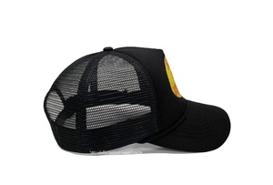 หมวกแก๊ป ODM สีดำ 5 แผง แบบโฟม พร้อมป้ายทอสไตล์สตรีท ดีเทลเชือก แถบซับเหงื่อ และตัวล็อคพลาสติกปรับได้ - Product Image 3