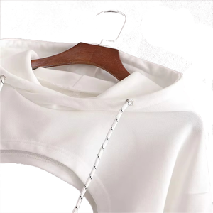 High Quality Womens Super Short Hoodie | Drawstring Open Chest Long <b>Sleeve</b> Summer <b>Top</b> - Product Image 3