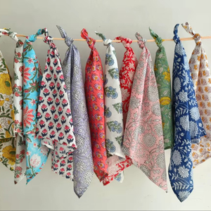 Ensemble de serviettes assorties, serviettes imprimées à la main, serviettes de mariage bohèmes, serviettes de table en coton à assortir, faites à la main en Inde - Product Image 1