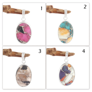 Nouvelle Collection Attrayant Huître Cuivre Turquoise Ovale Pierre Pendentif Solide 925 En Argent Sterling À La Main Pendentif Anniversaire Cadeau - Product Image 2