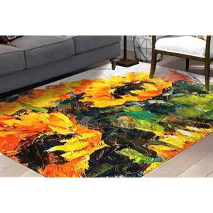 Alfombra con Estampado de Ramo de Girasoles, Alfombra de Cocina Floral Estilo Rústico, Regalo Personalizado para el Hogar, Alfombra Delgada No Tejida - Product Image 1