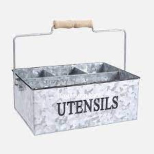 Galvanized Square <b>Utensil</b> Holder Customized Finished Designer Flatware Caddy Classic Stylish Fancy <b>Utensil</b> Holder Caddy Tool - Product Image 5