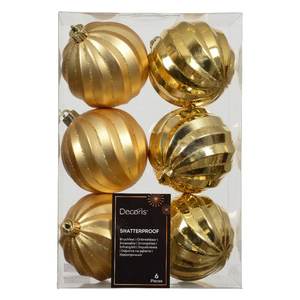 Ensemble de boules de Noël Kaemingk (6 pièces) en plastique doré 26073, élégantes boules de Noël et décorations d'arbre pour une décoration festive - Product Image 1