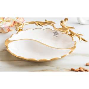 Plateau de service en laiton de style traditionnel indien avec motif d'oiseau pour la décoration de la maison et les cadeaux spéciaux - Product Image 2
