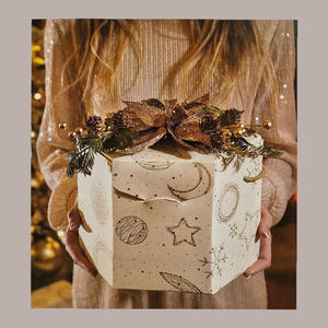 5 uds papel gráfico blanco 330x250H390mm caja de regalo para Panettone titular botella maletín Navidad vacaciones suministros - Product Image 6