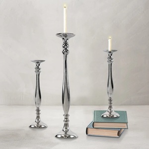 Most Attractive <b>Candle</b> Holder Aluminum Silver Glossy Plated <b>Candle</b> <b>Pillar</b> Holders for Royal Wedding Decoration & Home Decor - Product Image 5