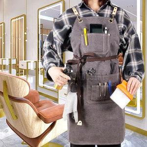 Delantales de peluquero sin mangas de algodón Ropa de trabajo cómoda ligera duradera a la venta - Product Image 6