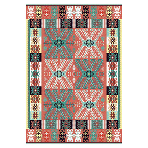 พรมเชนิลล์ลายพิมพ์ดิจิทัลสไตล์โบฮีเมียนสีแดงเบอร์กันดี รุ่น LXDP-0551 จาก RUGS DEPOT สำหรับขายส่ง ซักเครื่องได้ ไม่ลื่น - Product Image 1