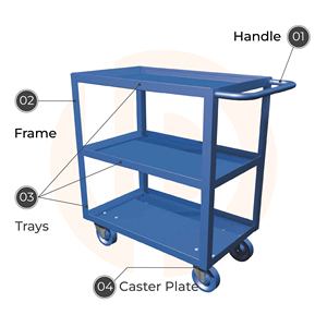 High Quality 3-Tier Metal Rolling <b>Tool</b> <b>Cart</b> Factory Direct From Vietnam Heavy Duty Handle Wheels <b>for</b> Garage Warehouse Storage - Product Image 4