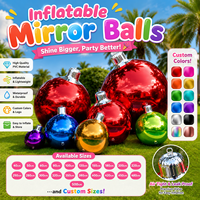 Boules de Noël gonflables géantes, boule miroir brillante, grande boule réfléchissante en PVC, ornement pour fête, décoration de photomaton