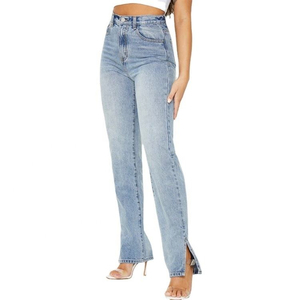 Jeans Ajustados de Marca Privada Personalizados para Mujer, Jeans de Mezclilla Azul de Cintura Alta, Pantalones Ajustados Elásticos, Pantalones de Mujer OEM Transpirables - Product Image 2