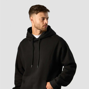 Nueva llegada Heavyweight Athletic Activewear Hoodie para hombres Solid Winter Workout Gym String Running Hooded Collar Pocket - Product Image 2