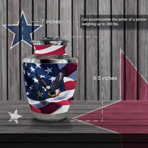 Urna de cremación grande con bandera de los Estados Unidos con un recuerdo para cenizas humanas, urnas decorativas talladas a mano para cenizas de adultos, mujeres y hombres - Product Image 3
