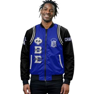 Chaqueta Universitaria de Satén Phi Beta Sigma 1914, Fraternidad Griega, Azul, Big Sigma, Ropa Universitaria Personalizada Premium - Product Image 1