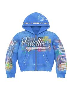 Sudadera con Capucha Unisex de Invierno, 100% Algodón, Felpa, con Pedrería Brillante, Estampado Digital, Moda Urbana, Suministro al por Mayor - Product Image 6