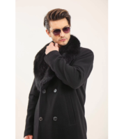 Parka en peau de mouton turque de qualité supérieure Valeriano Romano, noir, pour homme, hiver/automne, col en V, rembourrage en coton, respirant