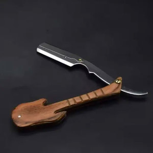 Mango de guitarra de madera de una sola hoja de alta calidad, maquinilla de afeitar de peluquero, Manual para Barba, cuerpo, Bikini, axila, afeitado - Product Image 6