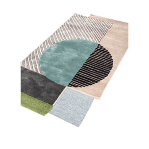 Alfombra Rectangular Azul de Lana y Viscosa Hecha a Mano con Diseño Abstracto 9x12 para Entrada, Dormitorio y Sala de Estar - Tnq-125 - Product Image 2