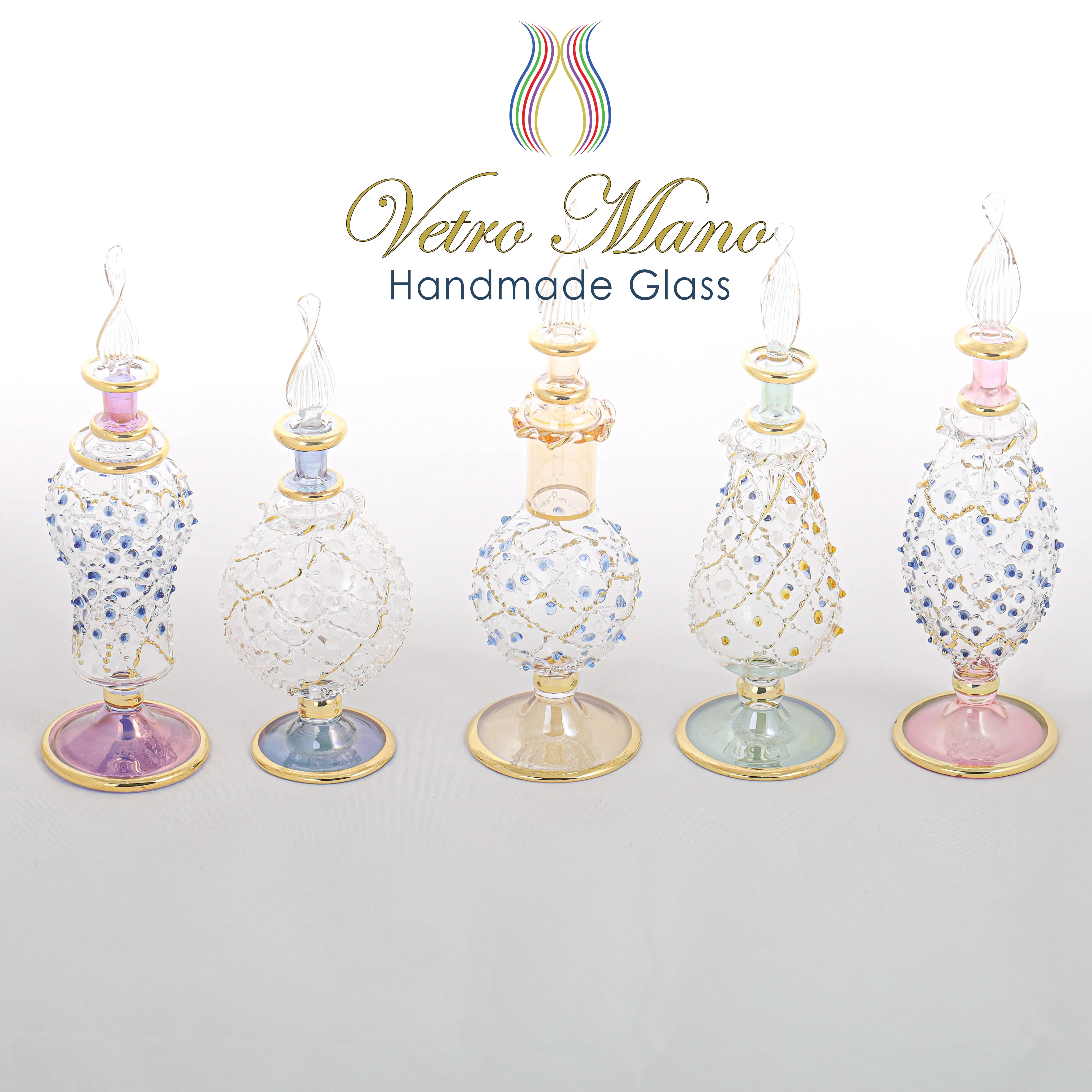 Laced Egyptian Hand-blown Glass Perfume Bottle