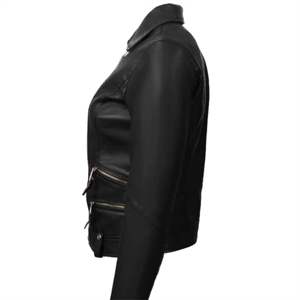 Premium Women's Slim Fit Black PU Leather Biker <b>Jacket</b> Asymmetrical Zip Moto Punk Streetwear Outerwear Fashion Coat Plus Size - Product Image 2