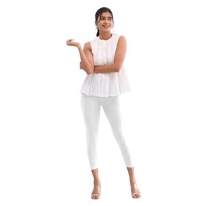 Trendmalls súper peinado algodón elastano ultrasuave cintura tejido de punto mallas recortadas para mujer cómodo transpirable - Product Image 1