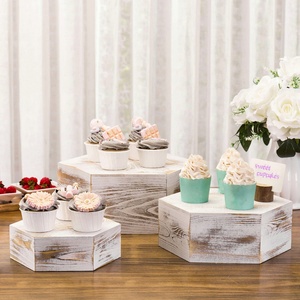 ขายร้อนไม้รูปหกเหลี่ยมเค้กคัพเค้กขาตั้งจอแสดงผลในราคาต่ํา - Product Image 4