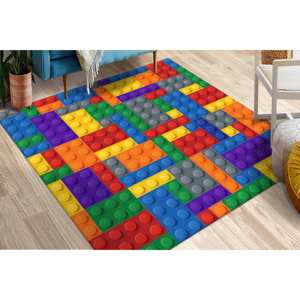 Alfombra de Bloques de Construcción Coloridos: Decoración para Cuarto de Juegos Infantil, con Alfombra Suave - Product Image 4