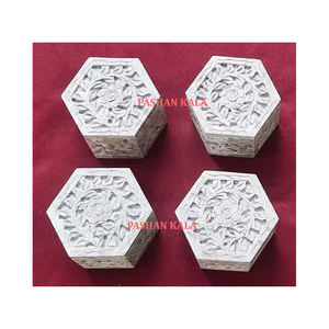 Boîtes à bijoux polies créatives et sculptées de forme hexagonale en pierre ollaire naturelle de la meilleure qualité avec une boîte à bijoux au design attrayant - Product Image 1