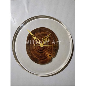 นาฬิกาติดผนังดีไซน์อีพ็อกซี่ทำจากเรซินจีโอดพร้อมวิทยุอิเล็กทรอนิกส์สำหรับตั้งโต๊ะและโต๊ะ - Product Image 2