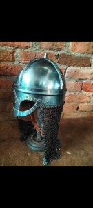 Accesorio de disfraz gótico vikingo medieval temprano, casco con Cuchillas de acero, cadena de forro de cuero portátil, OEM Industrial personalizable DIY - Product Image 6