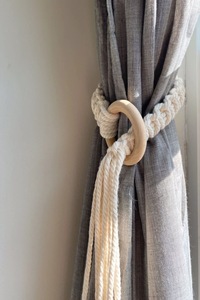 Macramé feuille rideau Boho décor minimaliste porte-rideau moderne fenêtre embrasses Unique maison décorative maison - Product Image 6