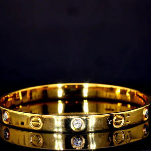 Luxury 18K Yellow <b>Gold</b> Rose <b>Gold</b> White <b>Gold</b> Screw Motif Natural Diamond <b>Bangle</b> Bracelet for <b>Men</b> Women for Engagement Special IGI - Product Image 1