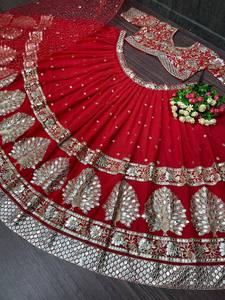 NUEVO DISEÑADOR PRACHI FESTIVAL ESPECIAL ROJO FAUX GEORGETTE ESPEJO TRABAJO LEHENGAS CHOLI CON TRABAJO DUPATTA - Product Image 4