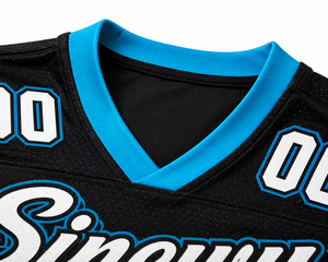 Maillot de football américain Sinewy Sports, col en V, maille sublimée, 100% polyester, évacuation de l'humidité, unisexe, adulte, manches courtes - Product Image 4