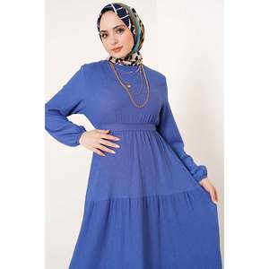 Layered Crepe <b>Belted</b> <b>Dress</b> Indigo - Product Image 4