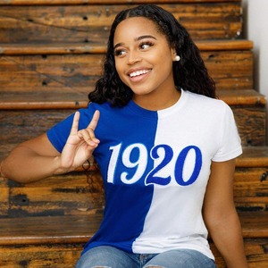 เสื้อยืด1920กำมะหยี่สีฟ้าเข้ม Zeta phi Beta sorority ปักโลโก้ผ้าฝ้ายพรีเมี่ยมนุ่มใส่สบายมีสไตล์เพชรฤดูร้อน - Product Image 5
