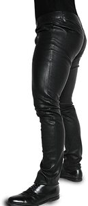 Pantalones de cuero para motocicleta de calle para hombre, cuero de vaca negro para hombre, cuero para motocicleta/moto con deslizadores - Product Image 6