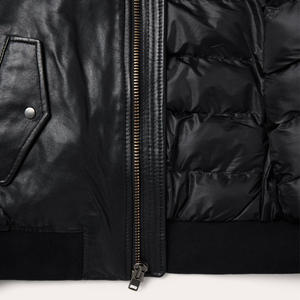 Chaqueta bomber de cuero con logotipo personalizado bordado estampado para hombre y mujer ropa de calle ropa de abrigo informal proveedor OEM - Product Image 3