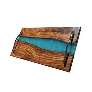 Plateau et sous-verres en bois de mangue avec revêtement en émail pour la maison à moindre coût plateau au design unique avec ensemble de sous-verres - Product Image 2