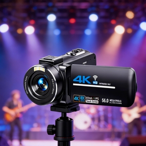 กล้องวิดีโอบล็อก 4K UHD เซ็นเซอร์ CMOS 56MP ถ่ายภาพกลางคืนได้ ซูมดิจิตอล 18 เท่า หน้าจอ IPS หมุนได้ 270 องศา ขนาด 3 นิ้ว  หน้าจอสัมผัส  พร้อม WiFi ในตัว ไฟ LED ในตัว เหมาะสำหรับ YouTube - Product Image 1