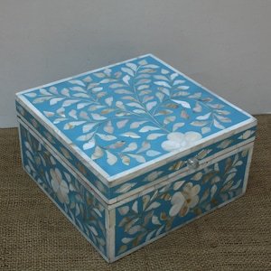 Caja de Regalo de Almacenamiento de Joyería Elegante, Hecha a Mano con Incrustaciones de Hueso y Resina, Tamaño Personalizado, para Productos del Hogar - Product Image 2