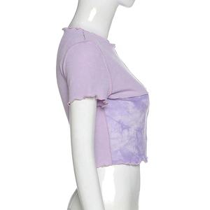 Tie Dye femmes Crop t-shirts nouveau confortable respirant en plein air à manches courtes Yoga vêtements femmes porter haut court - Product Image 2