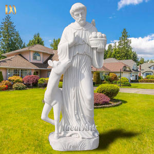 Statue de Saint François-<span class=keywords><strong>Xavier</strong></span> en marbre blanc grandeur nature, sculpture religieuse catholique en pierre pour la décoration de jardin d'église - Product Image 2