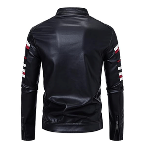 Chaquetas de moto de carreras de piel sintética con cuello levantado para hombre, chaqueta cortavientos transpirable para hombre - Product Image 2
